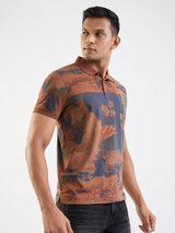 Men T-Shirt Brown Slim Fit