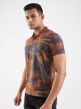 Men T-Shirt Brown Slim Fit