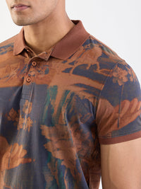 Men T-Shirt Brown Slim Fit