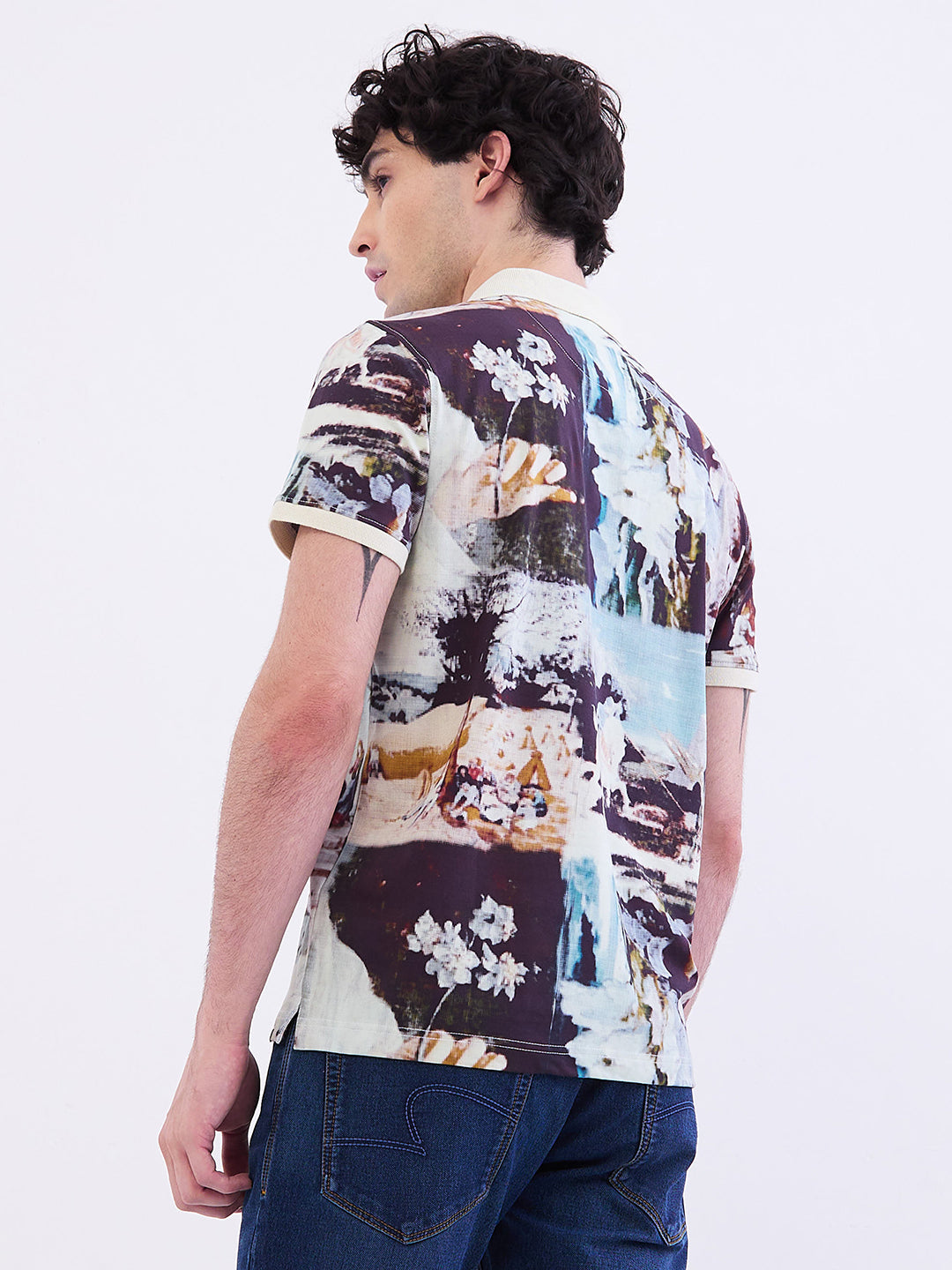 Spykar Off White Slim Fit Casual T-Shirt For Men
