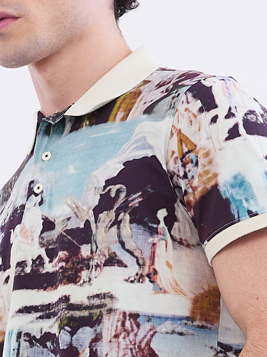 Spykar Off White Slim Fit Casual T-Shirt For Men