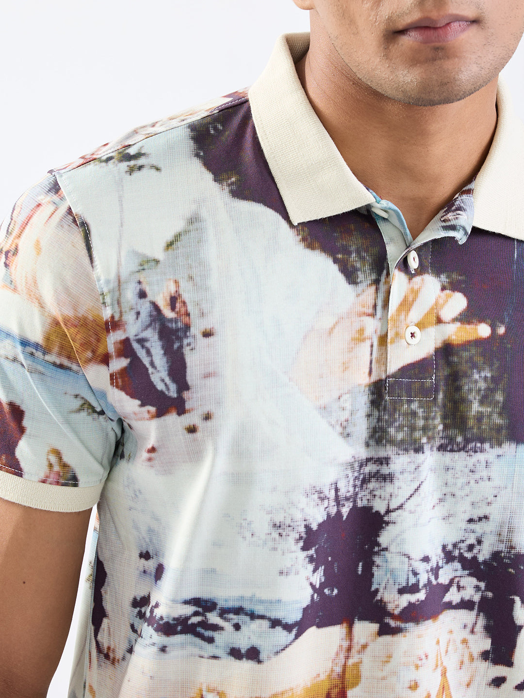 Spykar Off White Slim Fit Casual T-Shirt For Men