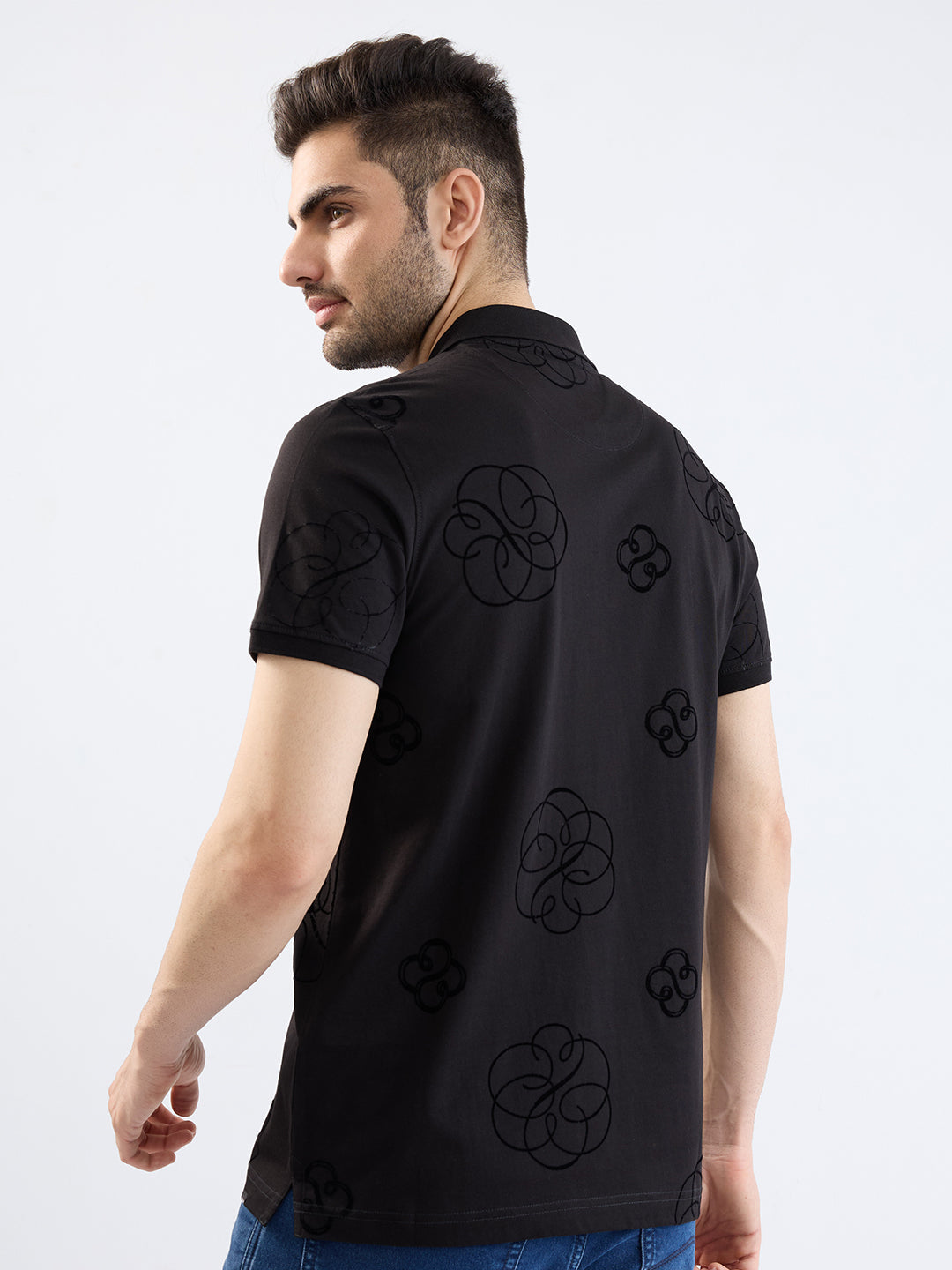 Spykar Black Slim Fit Casual T-Shirt For Men
