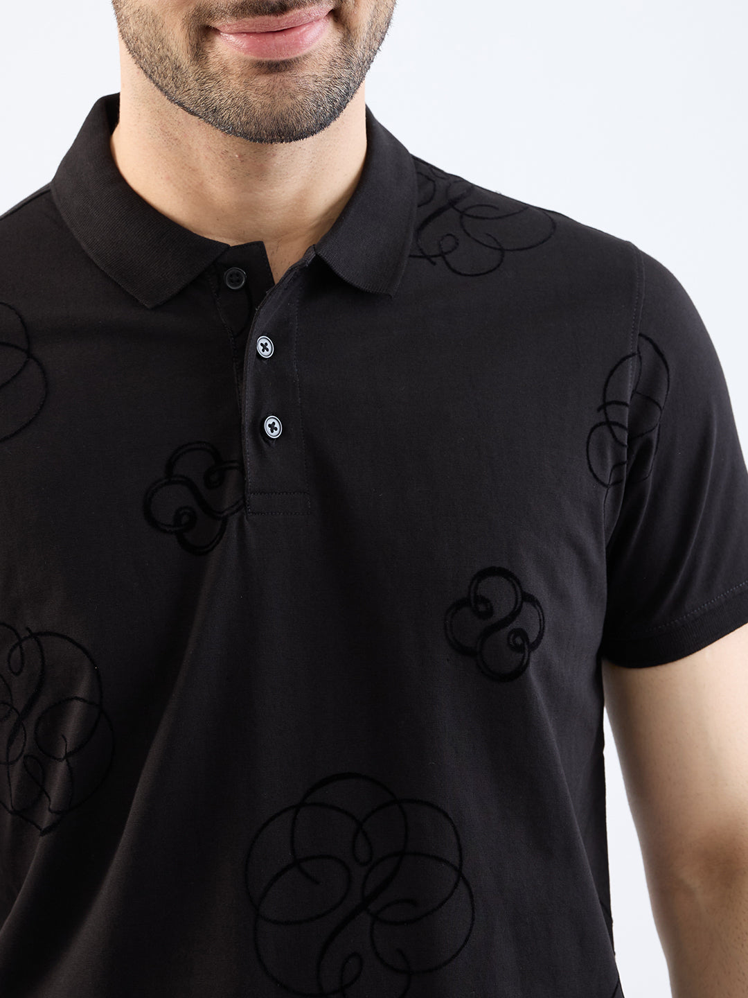 Spykar Black Slim Fit Casual T-Shirt For Men