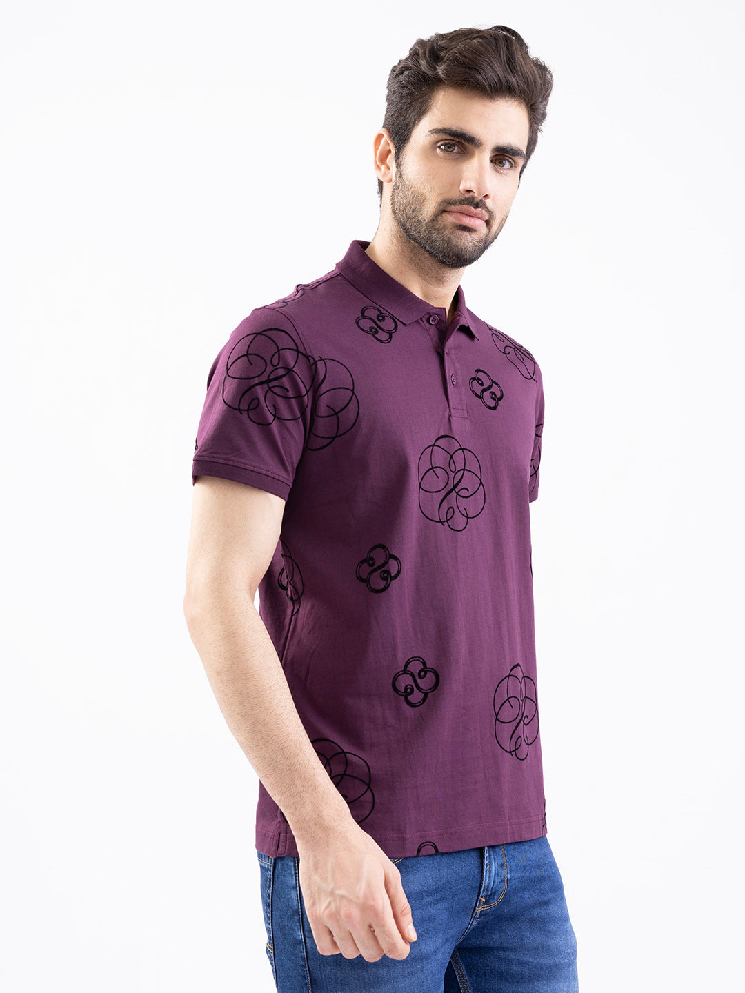 Spykar Plum Red Slim Fit Casual T-Shirt For Men