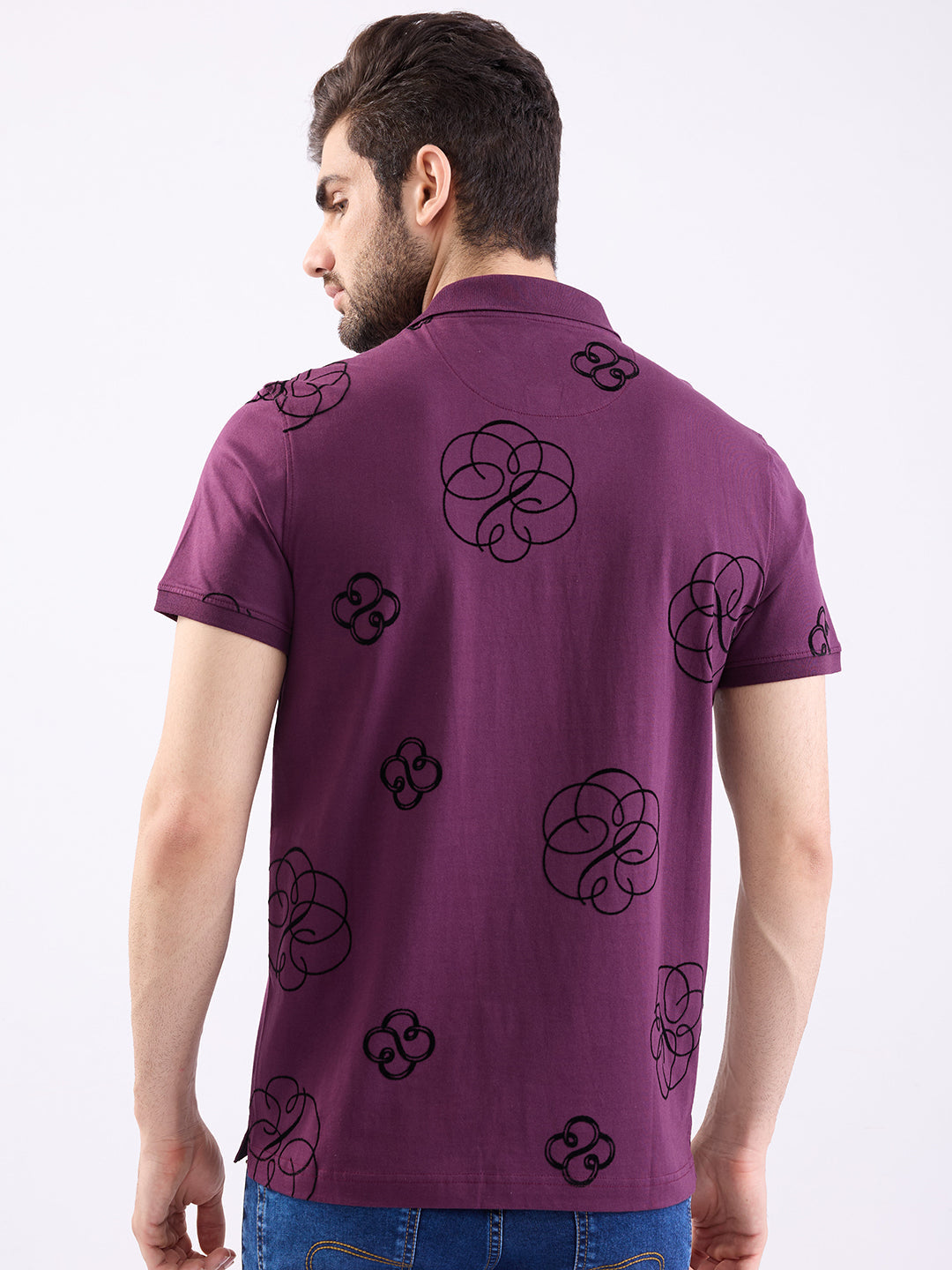 Spykar Plum Red Slim Fit Casual T-Shirt For Men