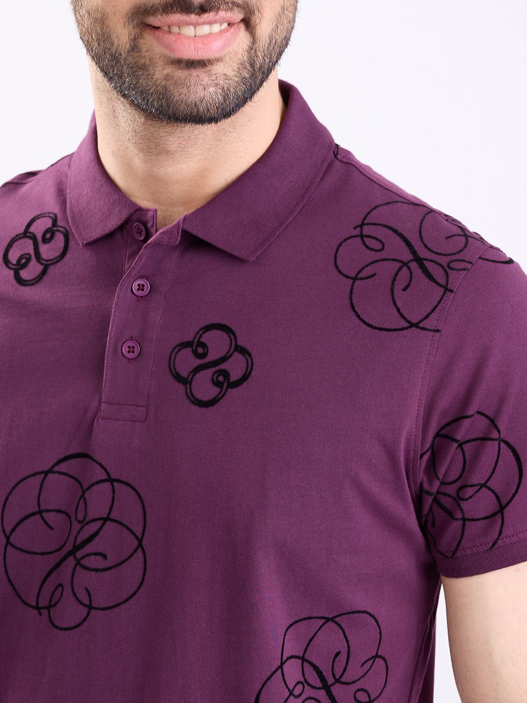 Spykar Plum Red Slim Fit Casual T-Shirt For Men