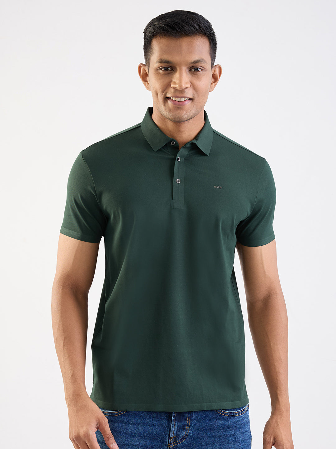 Spykar Botanical Green Slim Fit Casual T-Shirt For Men