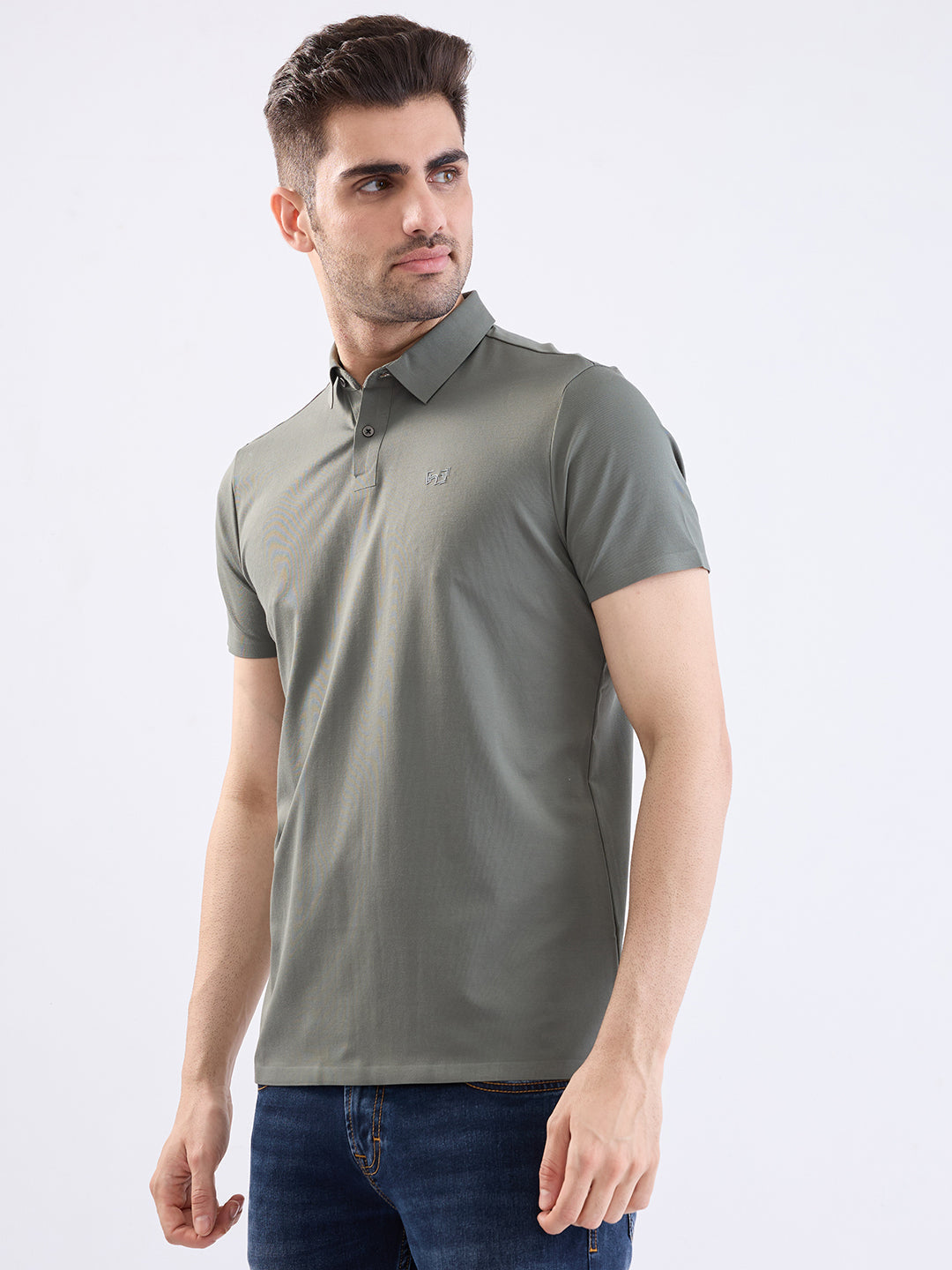 Spykar Thyme Green Slim Fit Casual T-Shirt For Men