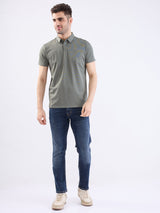 Men T-Shirt Green Slim Fit