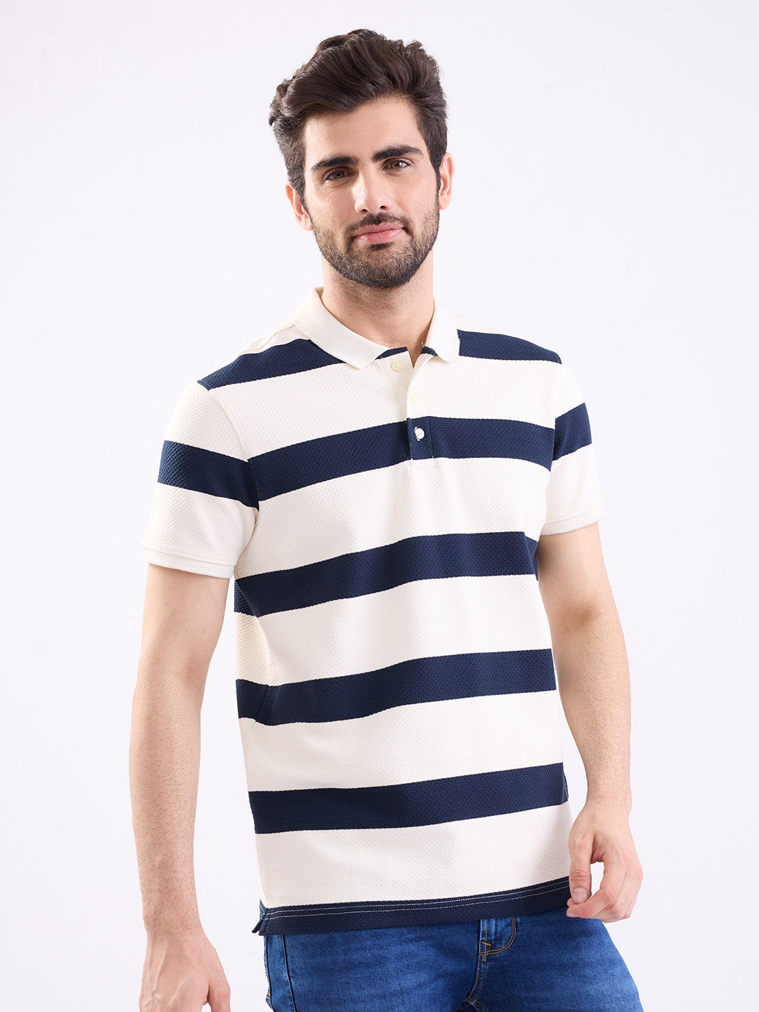 Spykar Navy Blue Slim Fit Casual T-Shirt For Men