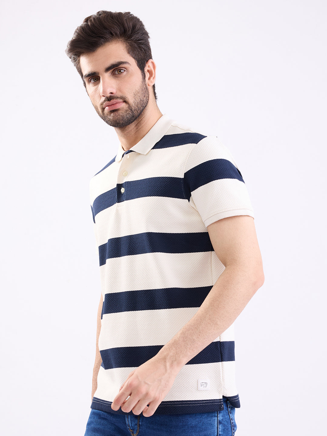 Spykar Navy Blue Slim Fit Casual T-Shirt For Men