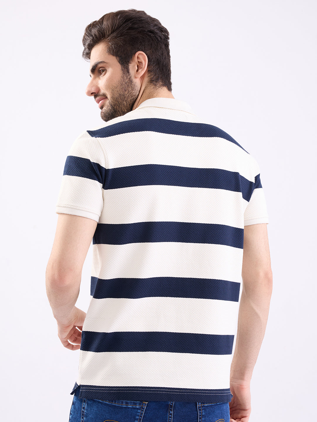 Spykar Navy Blue Slim Fit Casual T-Shirt For Men