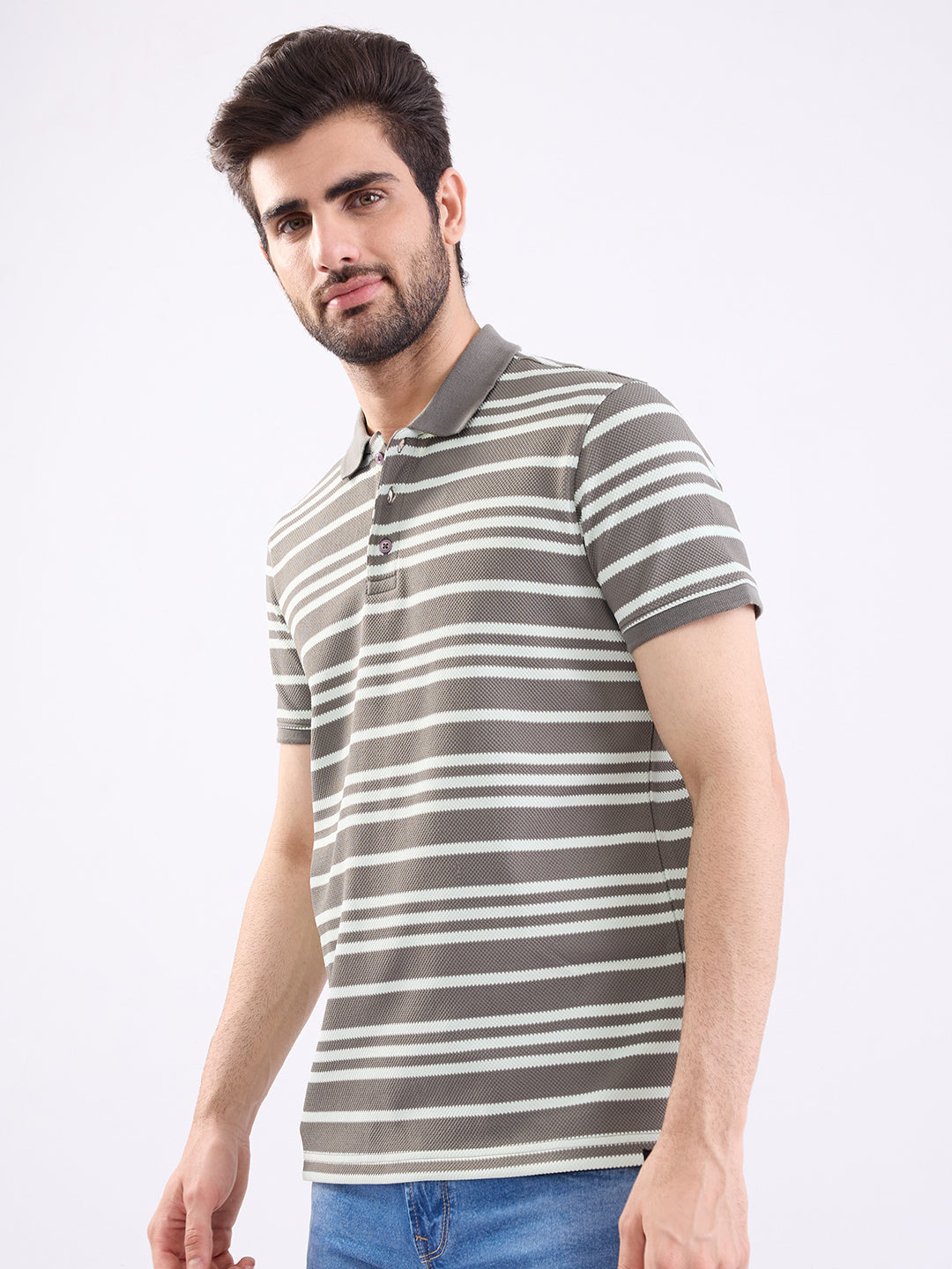 Spykar Slate Grey Slim Fit Casual T-Shirt For Men