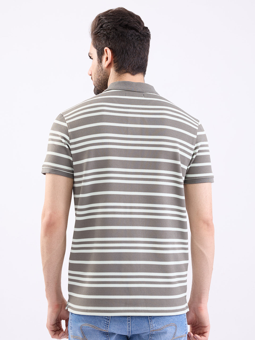 Spykar Slate Grey Slim Fit Casual T-Shirt For Men