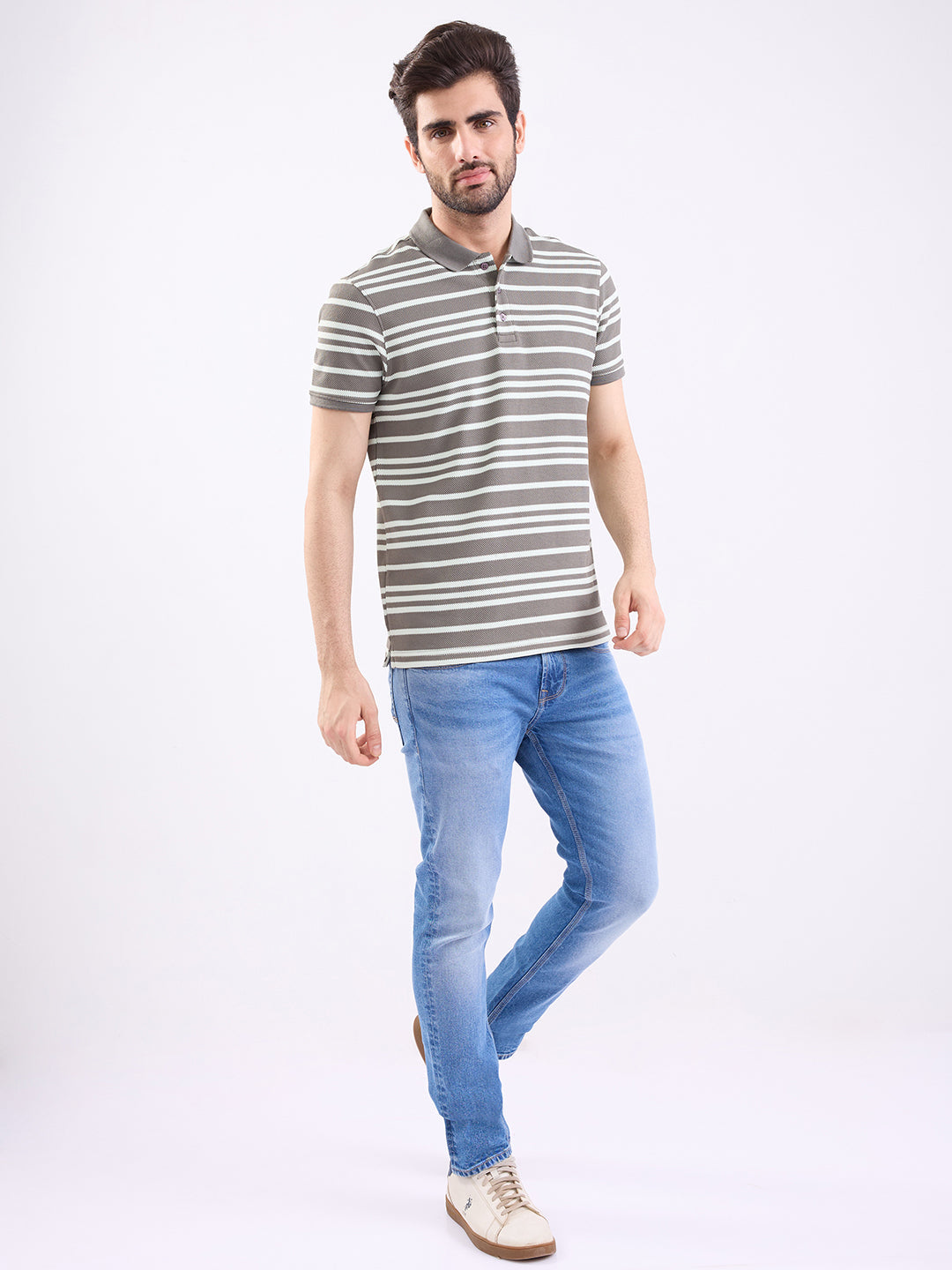 Spykar Slate Grey Slim Fit Casual T-Shirt For Men