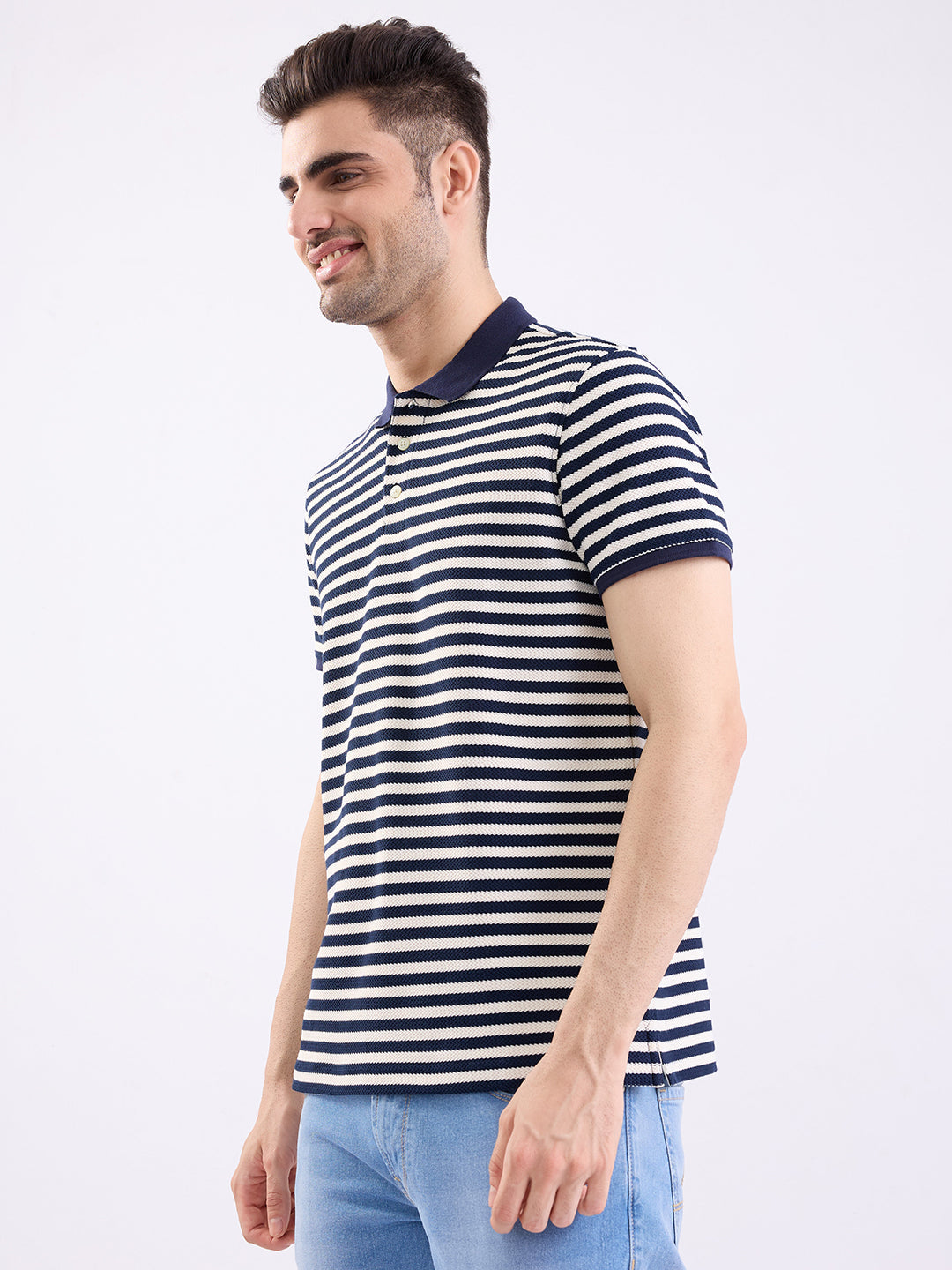 Men T-Shirt Blue Slim Fit