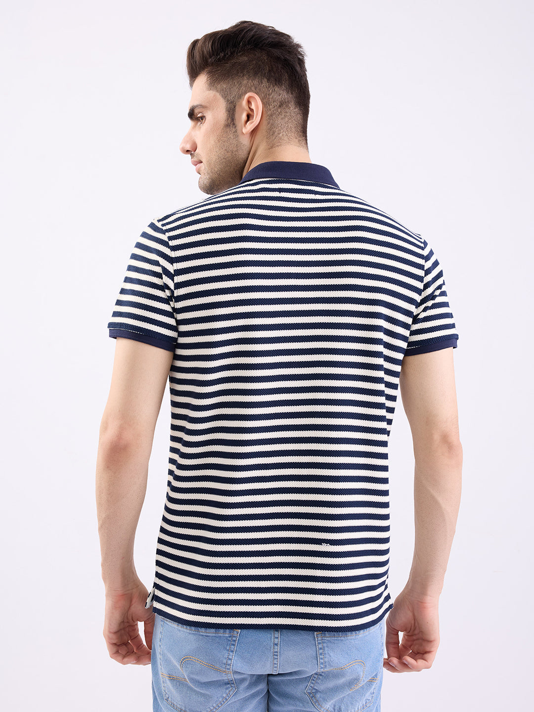 Spykar Navy Blue Slim Fit Casual T-Shirt For Men