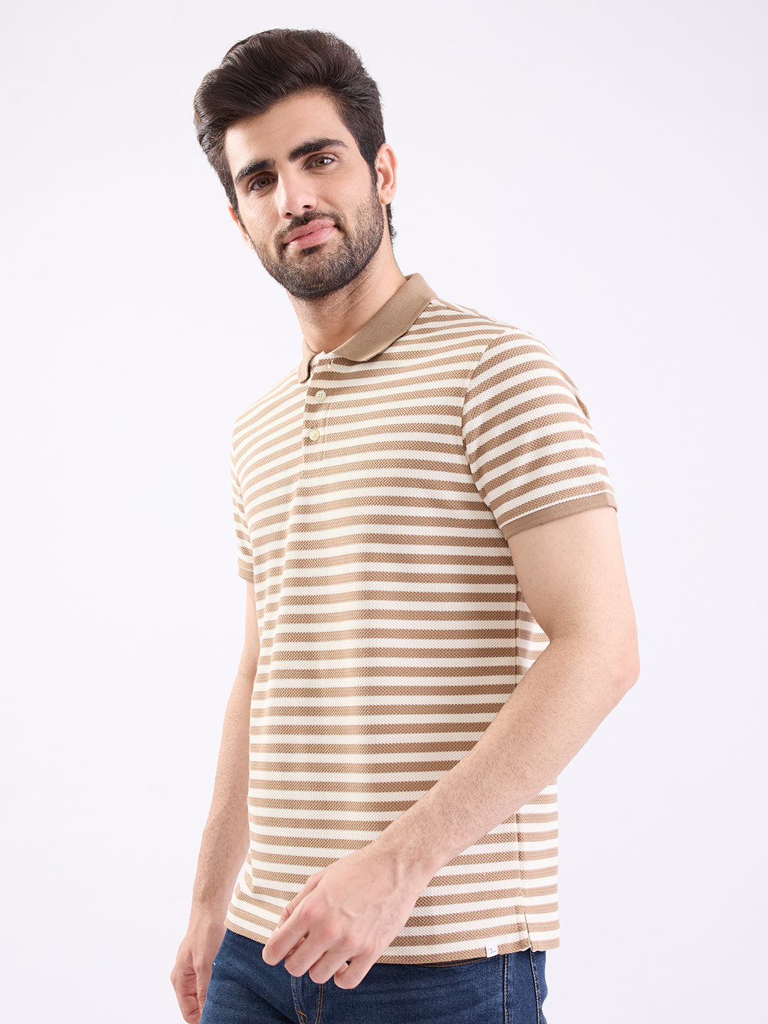 Spykar Oak Brown Slim Fit Casual T-Shirt For Men