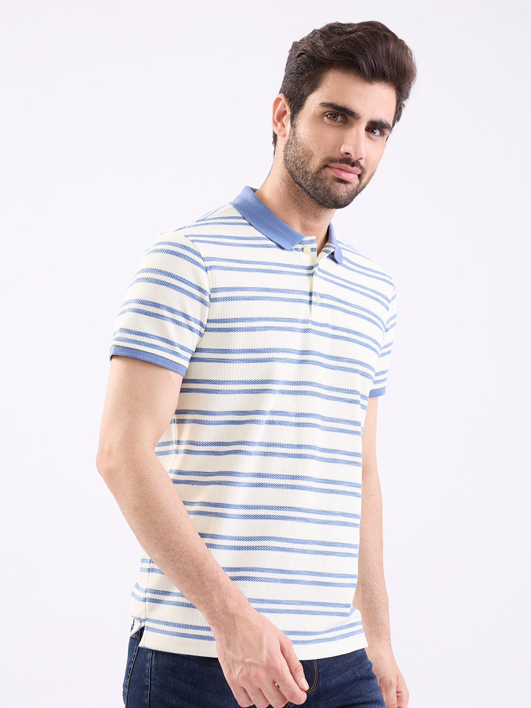 Spykar Blue Slim Fit Casual T-Shirt For Men