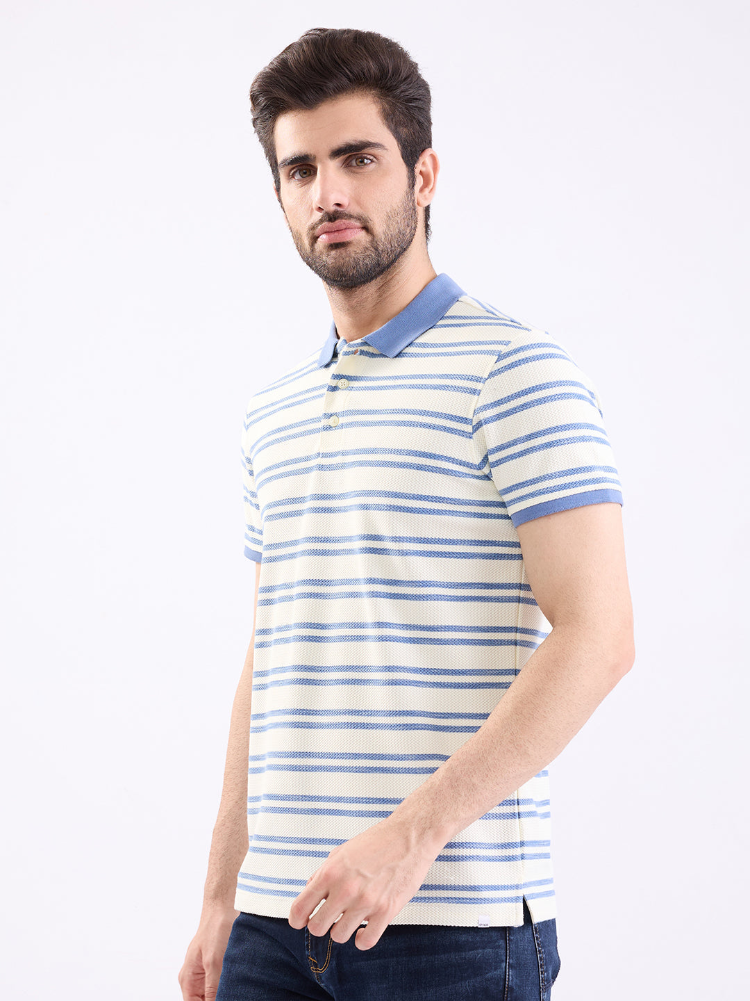 Spykar Blue Slim Fit Casual T-Shirt For Men