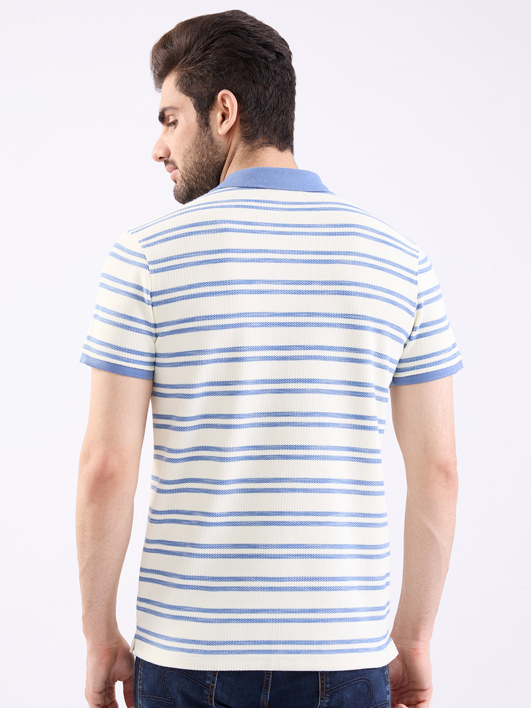 Spykar Blue Slim Fit Casual T-Shirt For Men