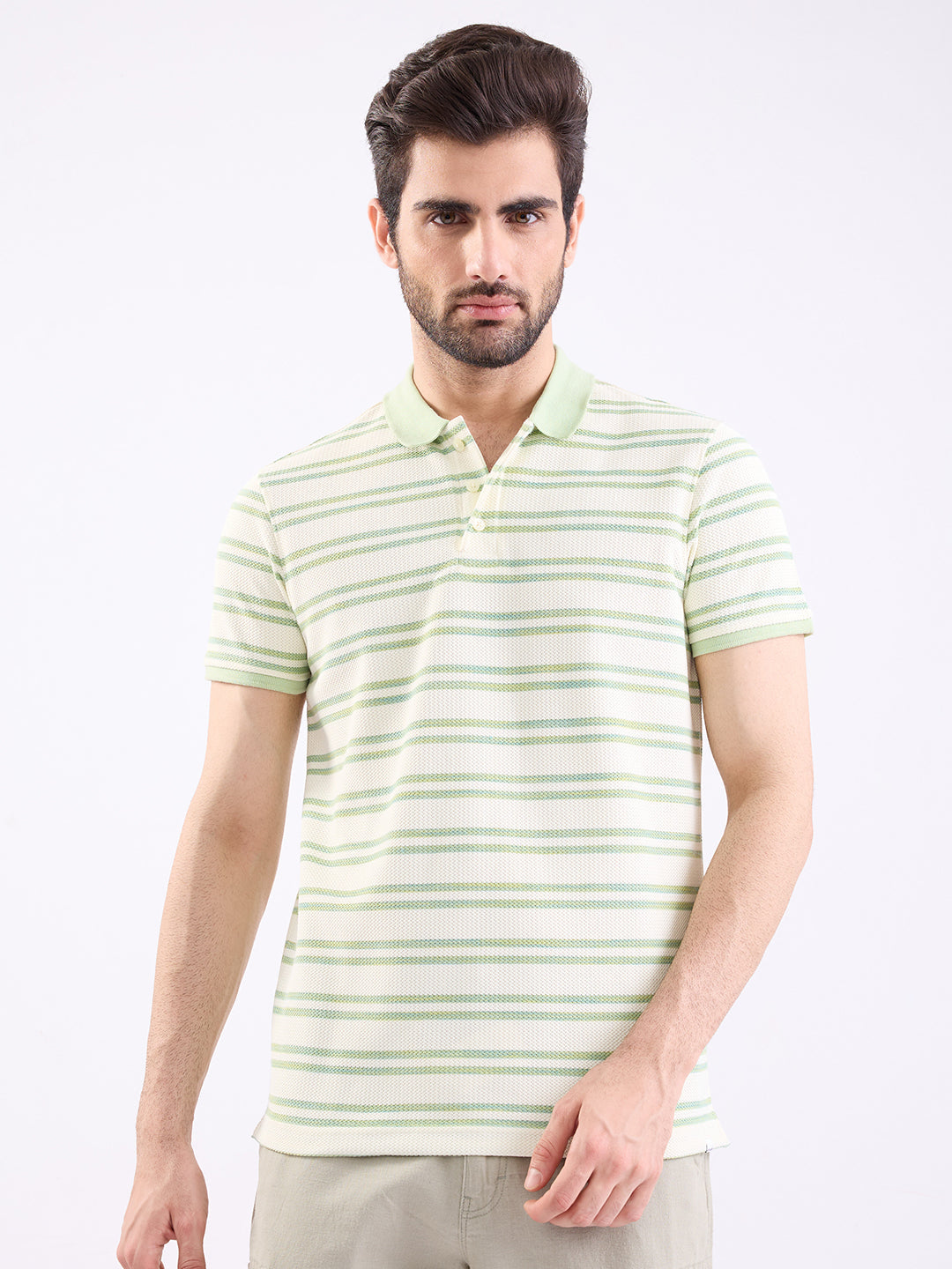 Spykar Lint Green Slim Fit Casual T-Shirt For Men