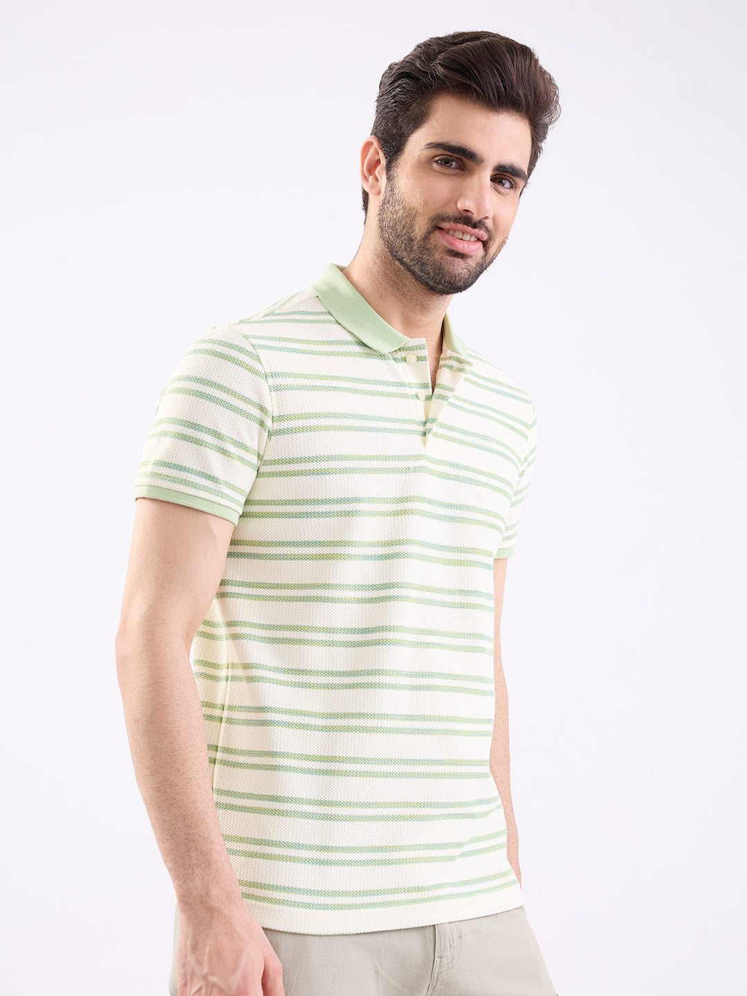 Spykar Lint Green Slim Fit Casual T-Shirt For Men