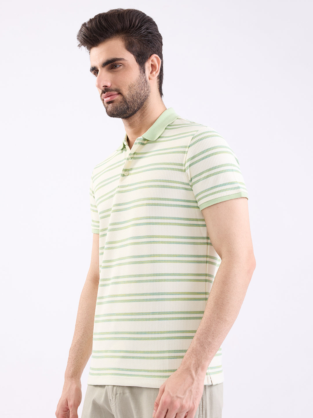 Spykar Lint Green Slim Fit Casual T-Shirt For Men