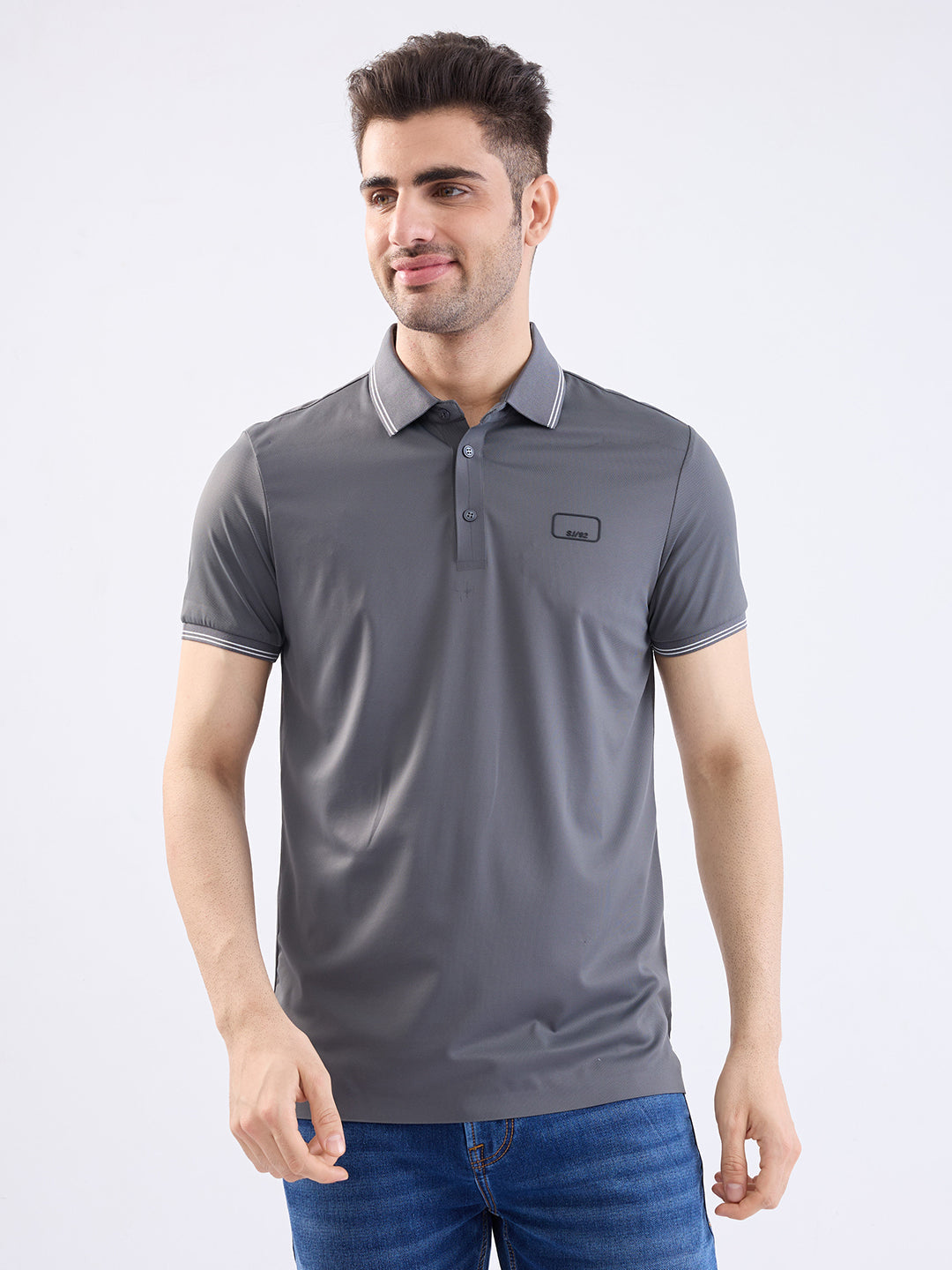 Spykar Slate Grey Slim Fit Casual T-Shirt For Men
