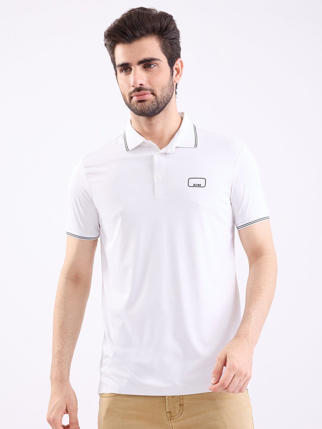 Spykar White Slim Fit Casual T-Shirt For Men