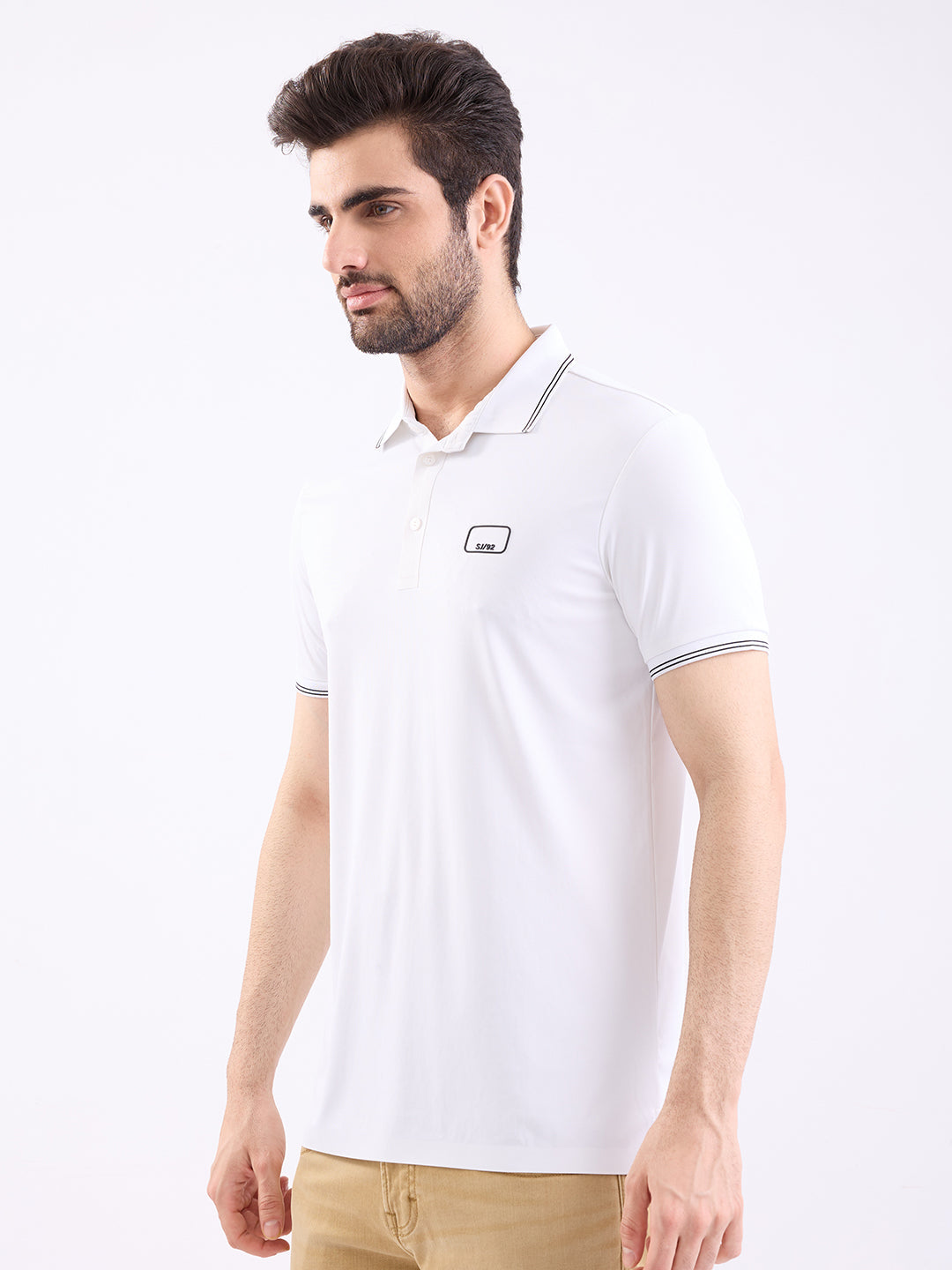 Spykar White Slim Fit Casual T-Shirt For Men
