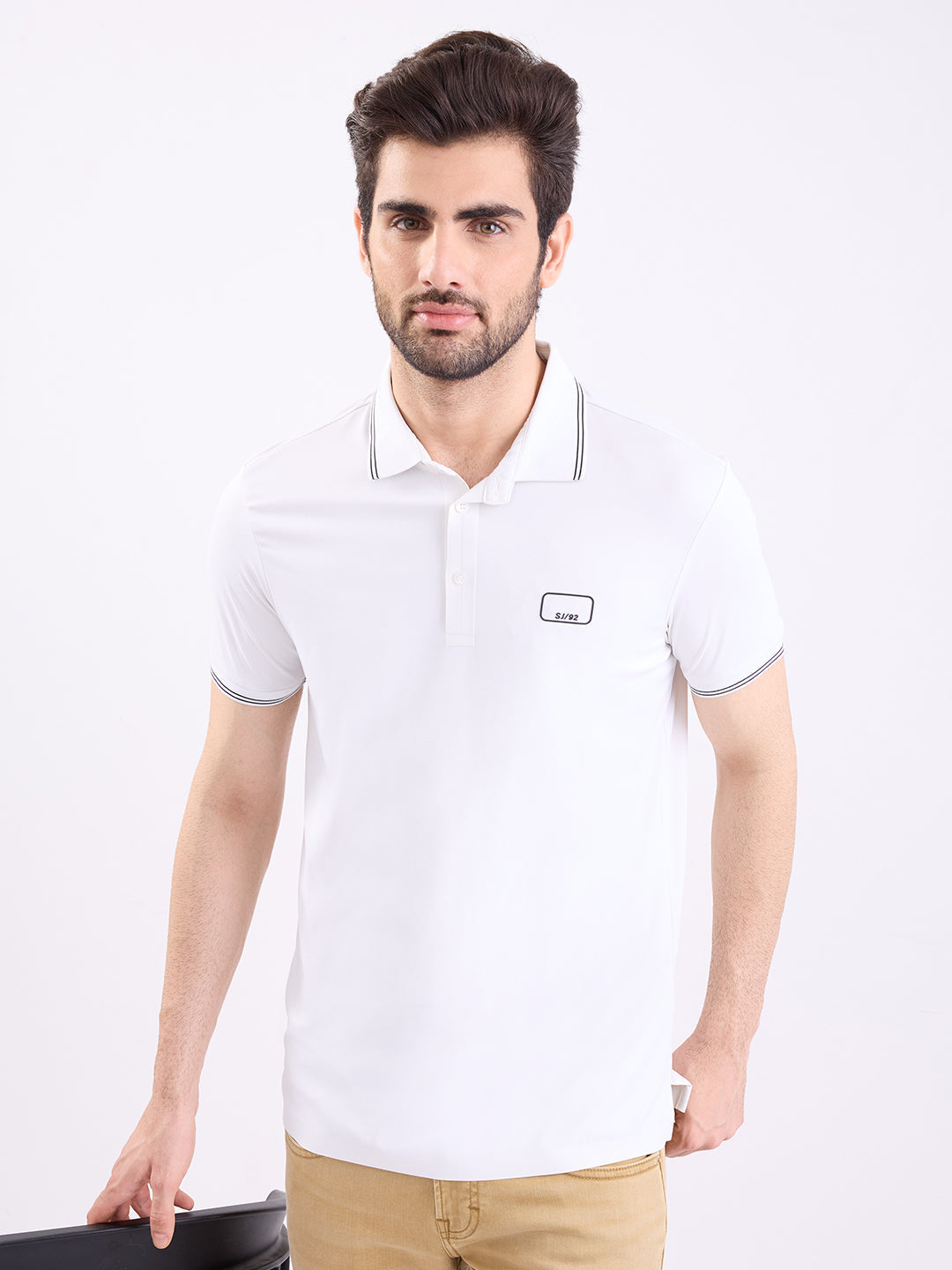 Spykar White Slim Fit Casual T-Shirt For Men