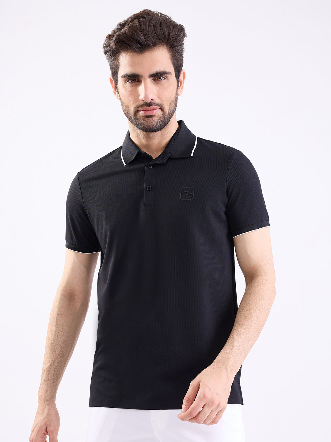Spykar Black Slim Fit Casual T-Shirt For Men