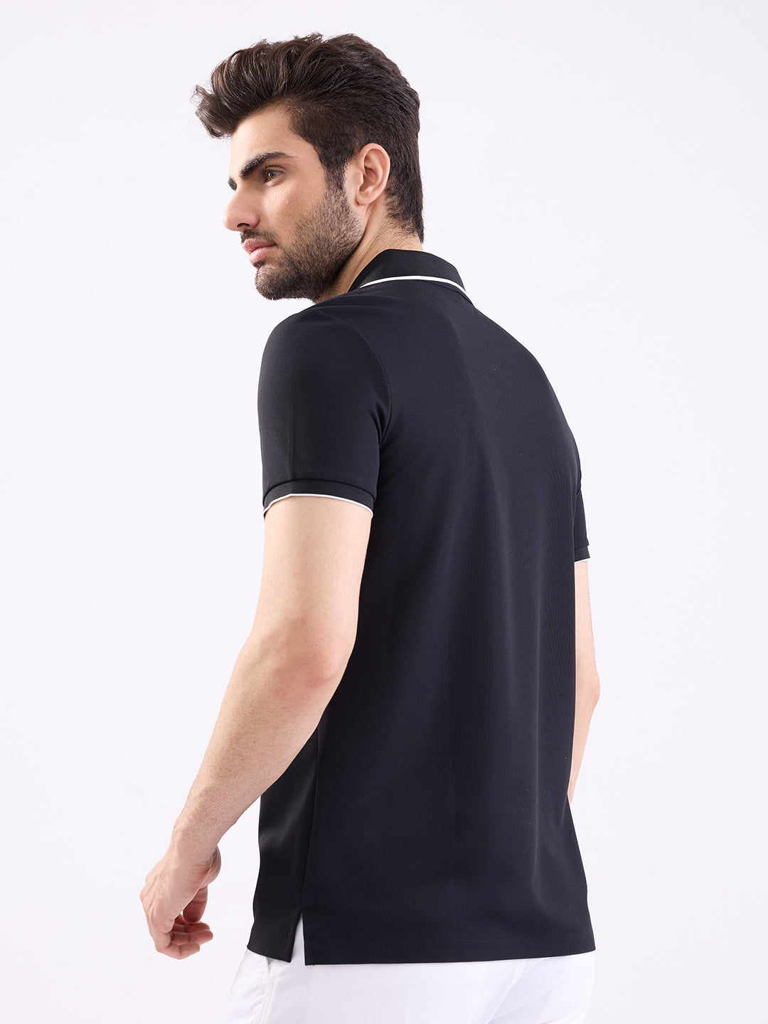 Spykar Black Slim Fit Casual T-Shirt For Men