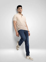 Men T-Shirt Textured Brown Regular Fit