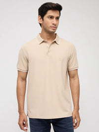 Men T-Shirt Textured Brown Regular Fit
