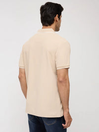 Men T-Shirt Textured Brown Regular Fit