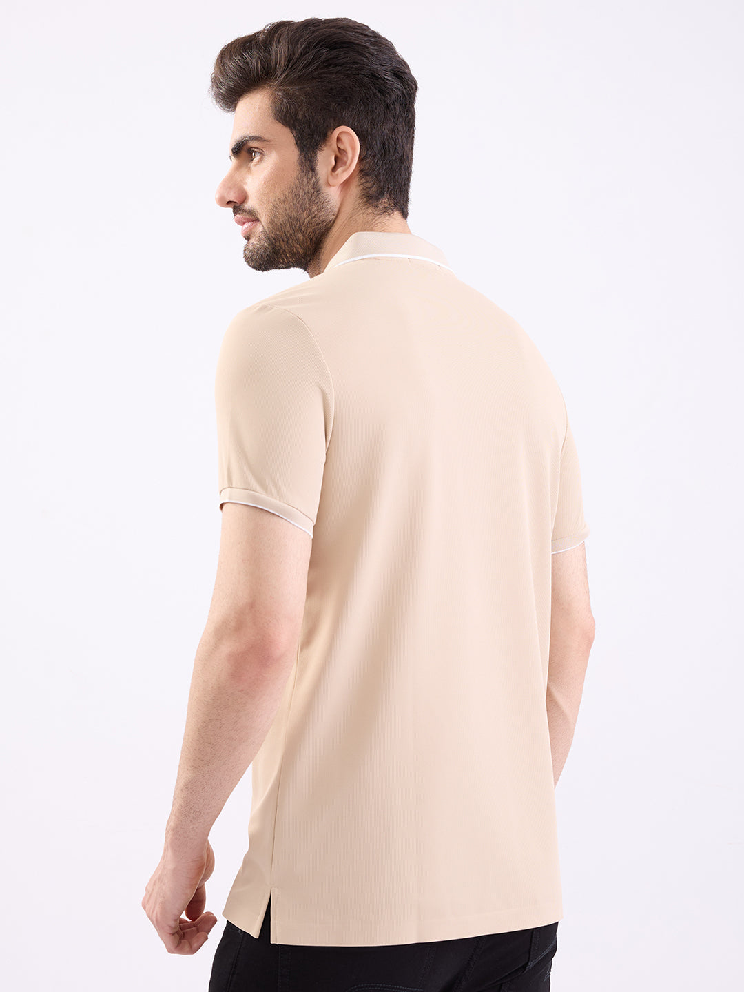 Spykar Light Fawn Slim Fit Casual T-Shirt For Men