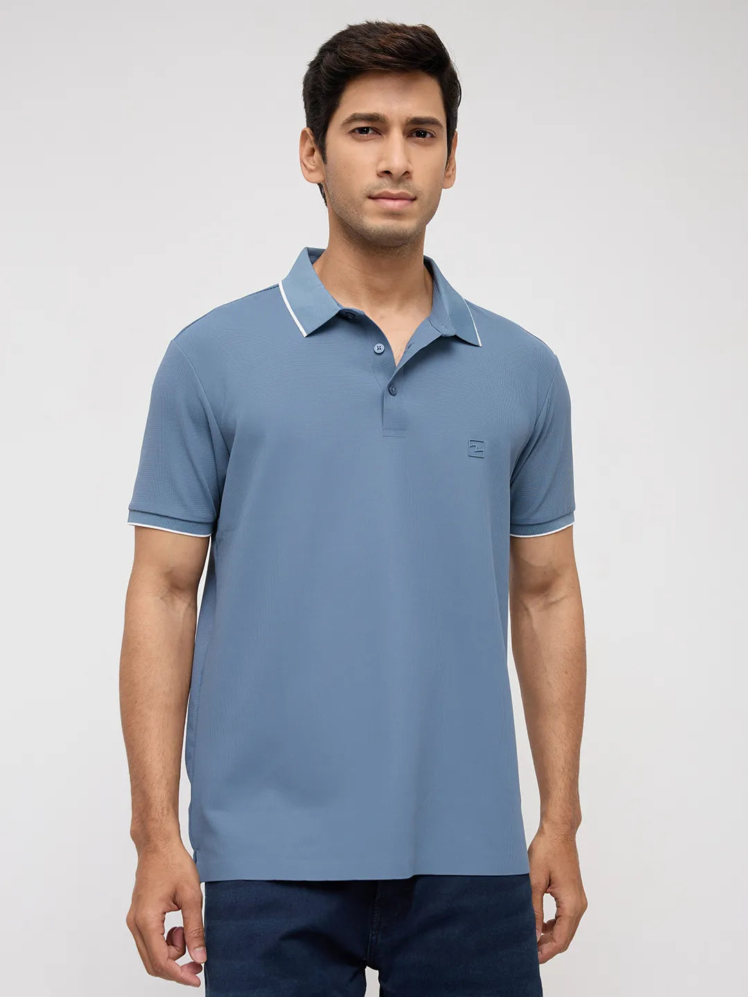 Men T-Shirt Textured Green Regular Fit