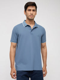 Men T-Shirt Textured Green Regular Fit