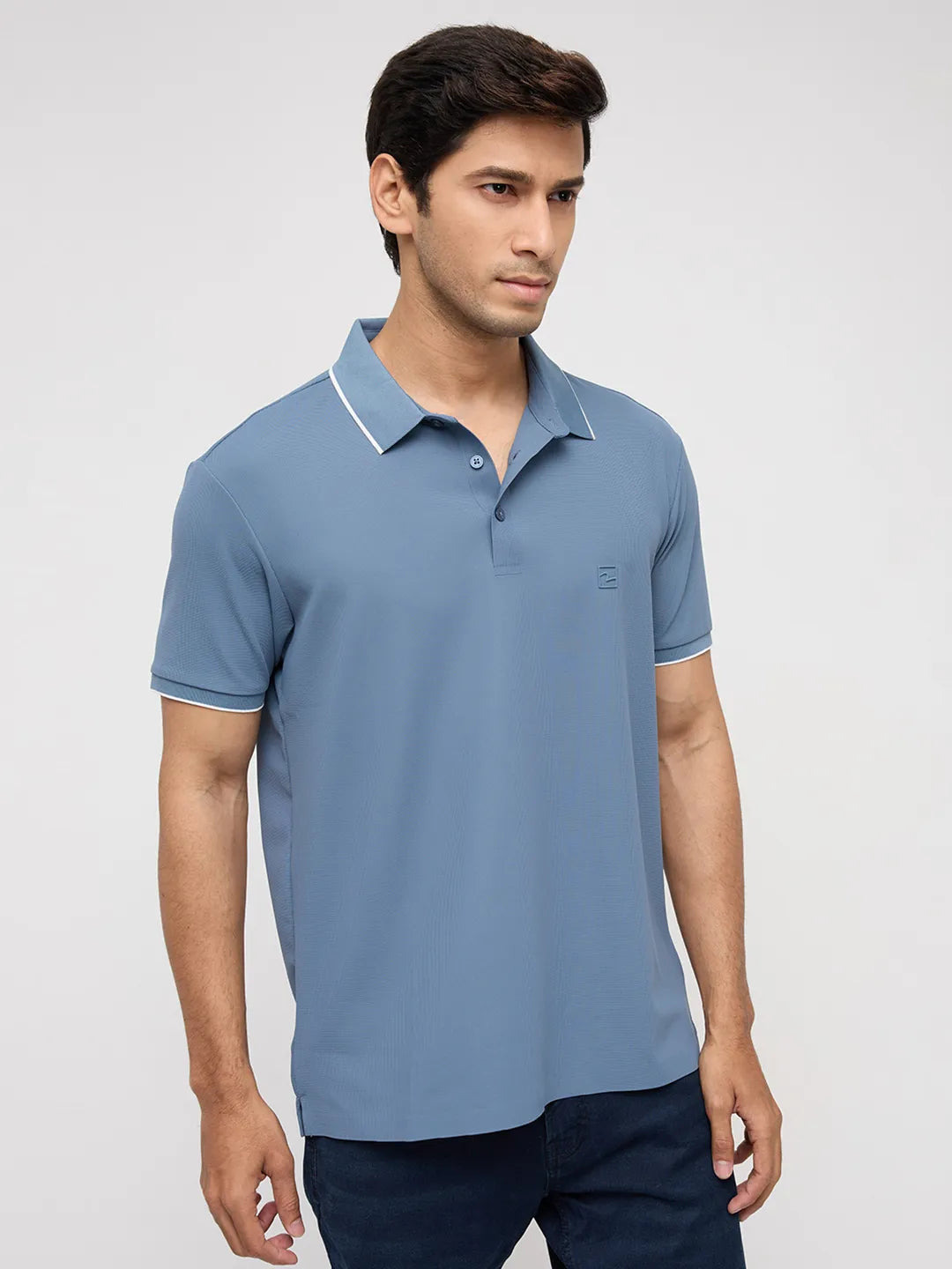 Men T-Shirt Textured Green Regular Fit