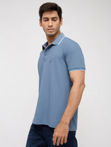 Men T-Shirt Textured Green Regular Fit