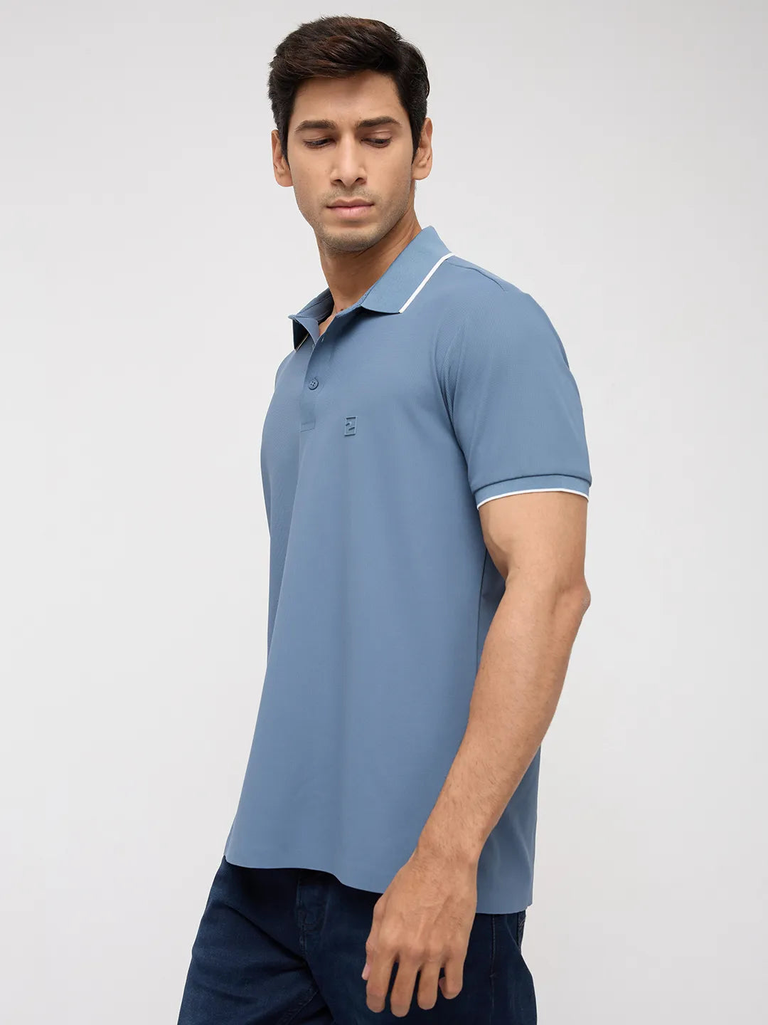 Men T-Shirt Textured Green Regular Fit