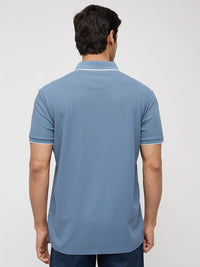 Men T-Shirt Textured Green Regular Fit