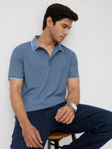 Men T-Shirt Textured Green Regular Fit