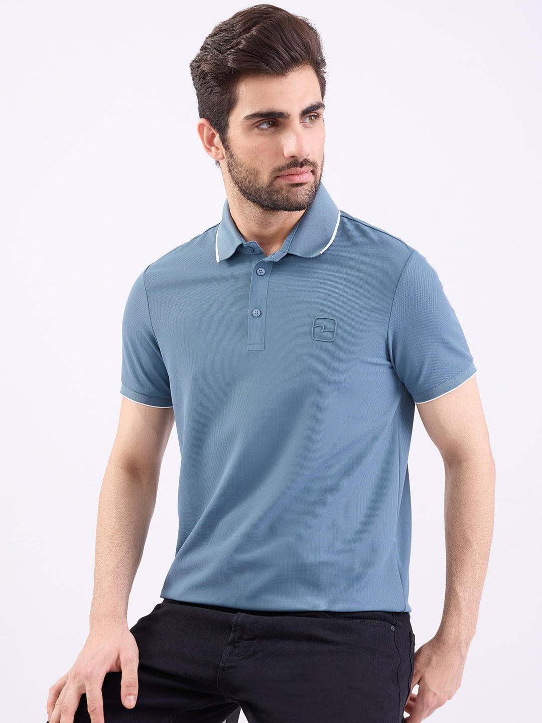 Spykar Stone Green Slim Fit Casual T-Shirt For Men