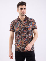 Men T-Shirt Brown Slim Fit