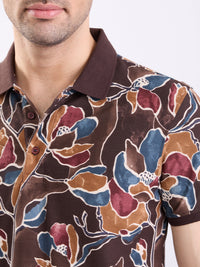 Men T-Shirt Brown Slim Fit