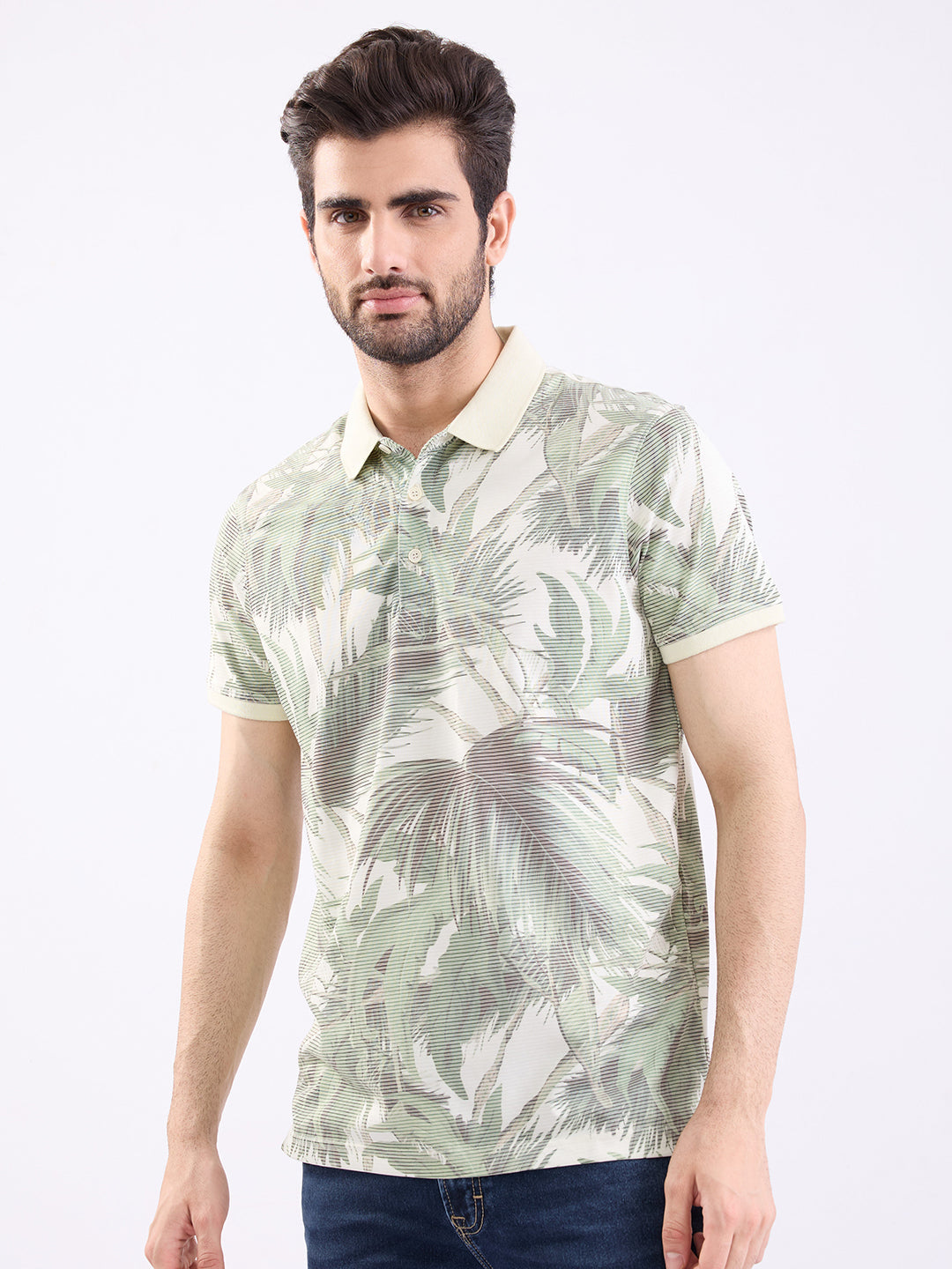 Spykar Sage Green Slim Fit Casual T-Shirt For Men